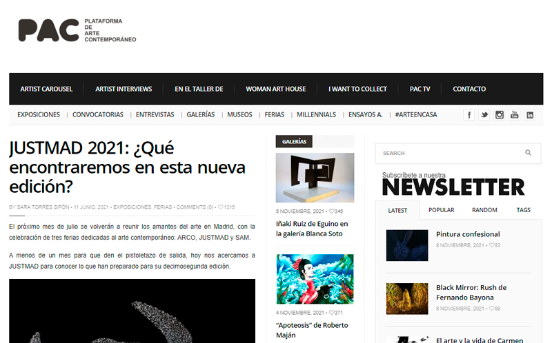 Arena Martínez Projects - Contemporary Art - Just Mad 2021 - Plataforma de Arte Contemporáneo - Press