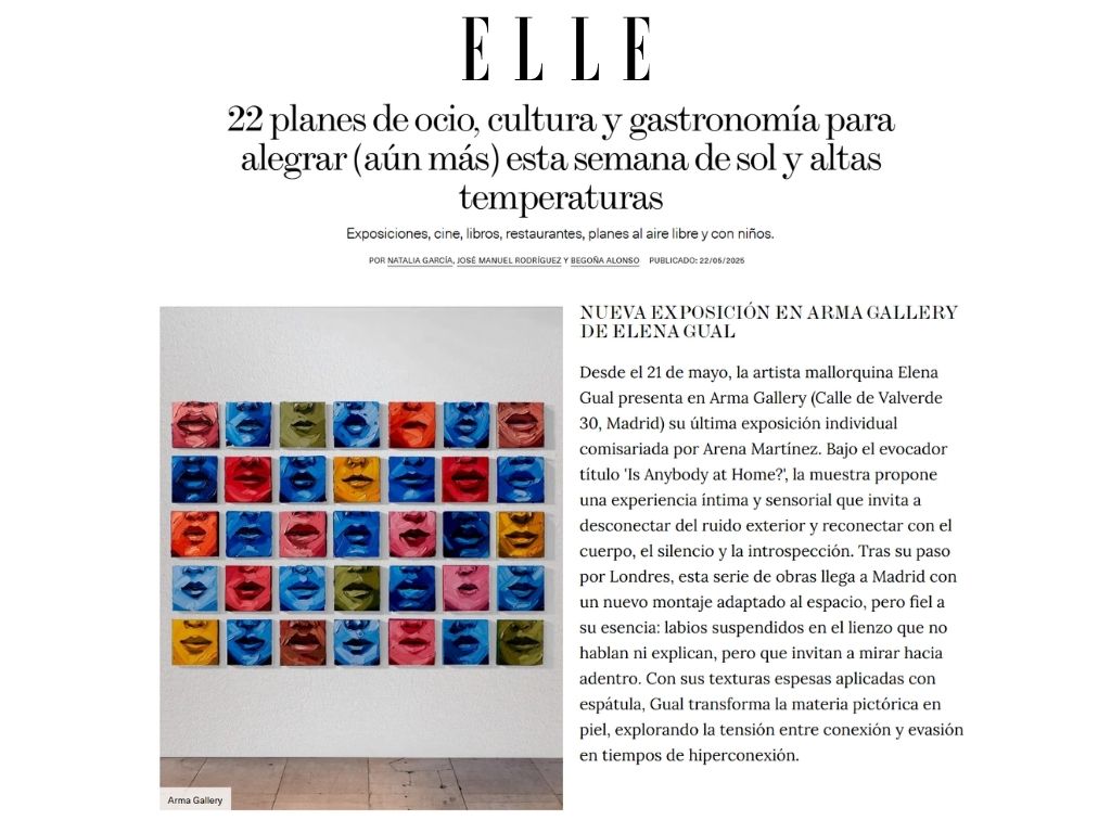 ARMA GALLERY - Contemporary Art - Elena Gual - Solo Show - Madrid - Artist - Elle