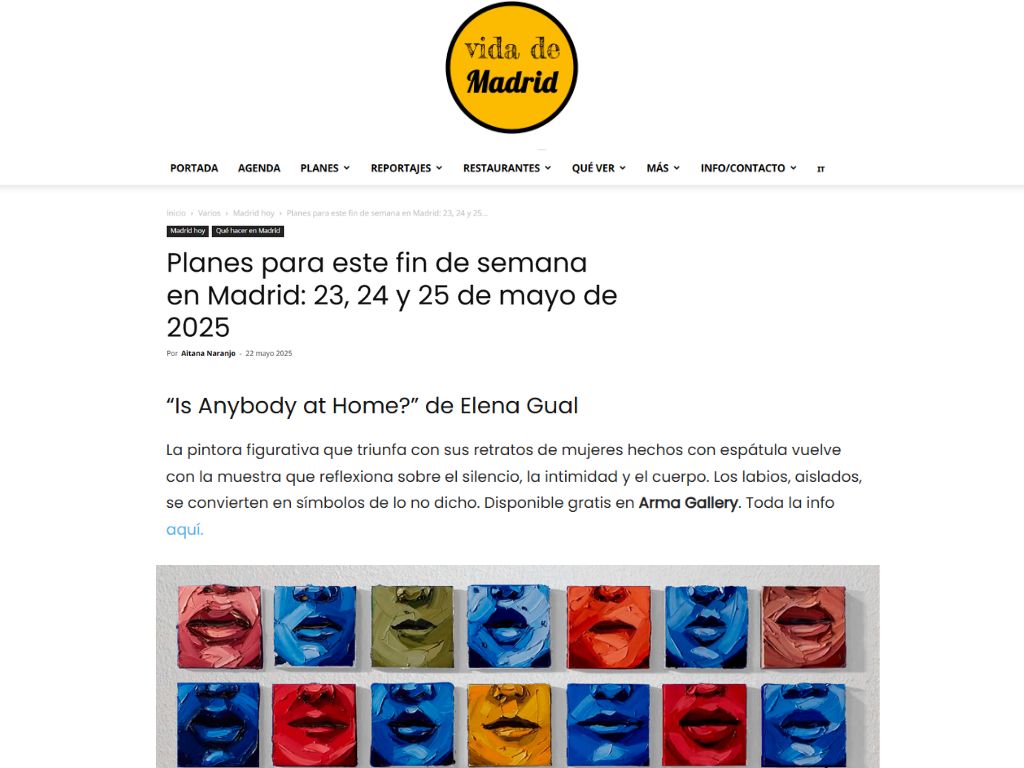 ARMA GALLERY - Contemporary Art - Elena Gual - Solo Show - Madrid - Artist - Vida de Madrid - Plans