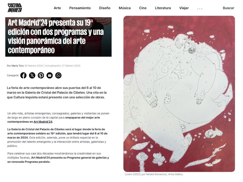 ARMA GALLERY - Contemporary Art - Natalia Romanciuc - Cultura Inquieta - Art Madrid 2024