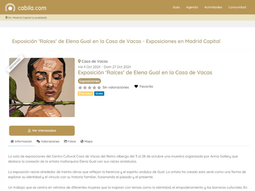 Arma Gallery - Contemporary art - Press - Elena Gual - Raíces - Cabila