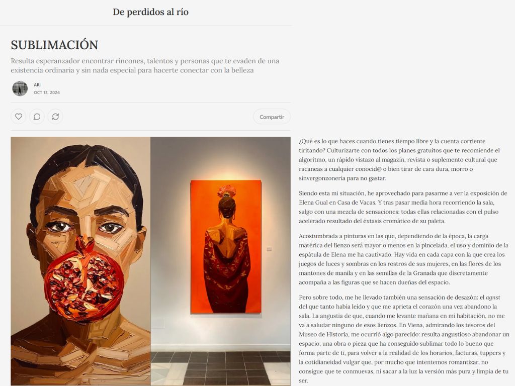 Arma Gallery - Contemporary art - Press - Elena Gual - Raíces - Perdidos al Rio