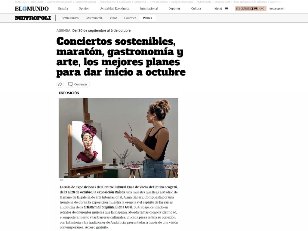 Arma Gallery - Contemporary art - Press - Elena Gual - Raíces - El Mundo