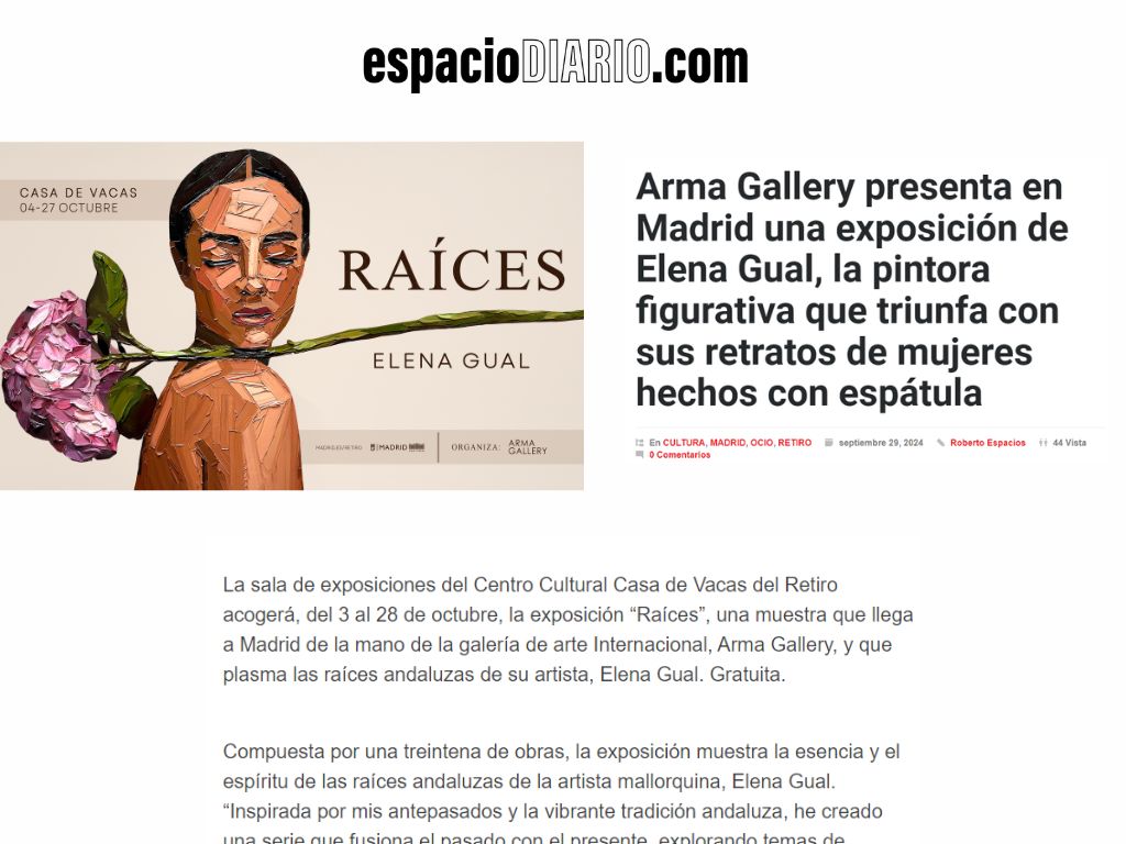 Arma Gallery - Contemporary art - Press - Elena Gual - Raíces - Espacio Diario - 1