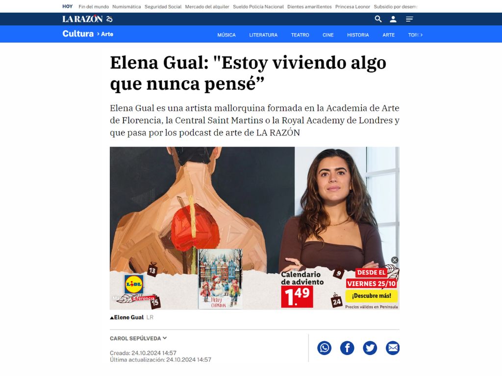 Arma Gallery - Contemporary art - Press - Elena Gual - Raíces - La Razón