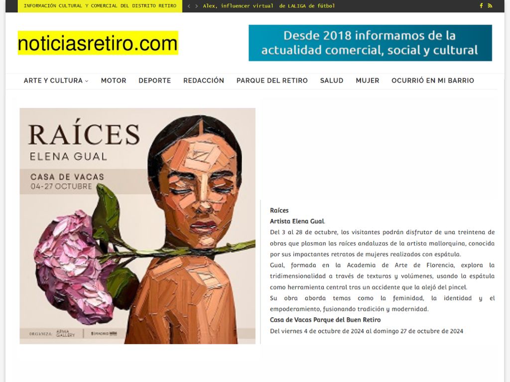 Arma Gallery - Contemporary art - Press - Elena Gual - Raíces - Noticias Retiro