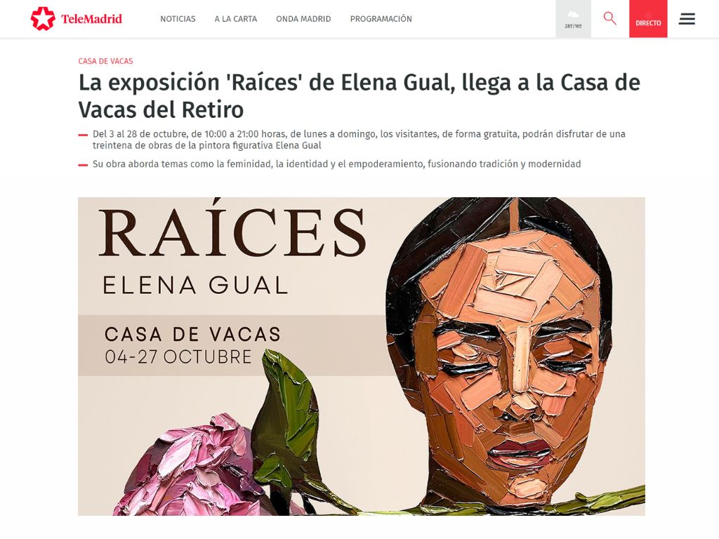 Arma Gallery - Contemporary art - Press - Elena Gual - Raíces - Tele Madrid
