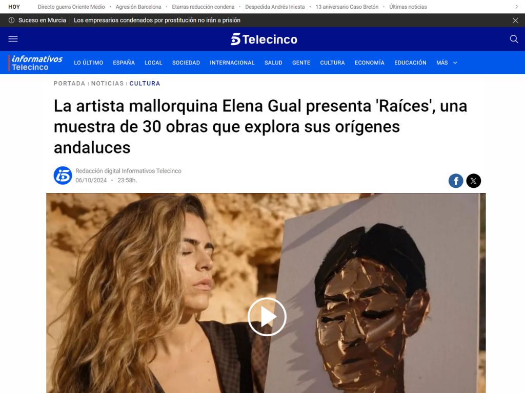 Arma Gallery - Contemporary art - Press - Elena Gual - Raíces - TeleCinco